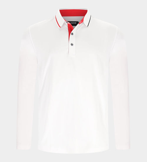BAND LONG SLEEVE POLO - WHITE