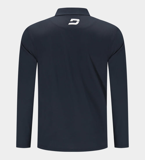 BLOCK PIQUE LONG SLEEVE POLO -NAVY/WHITE