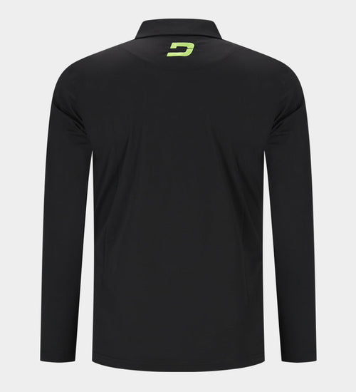 BLOCK PIQUE LONG SLEEVE POLO -BLACK/LIME