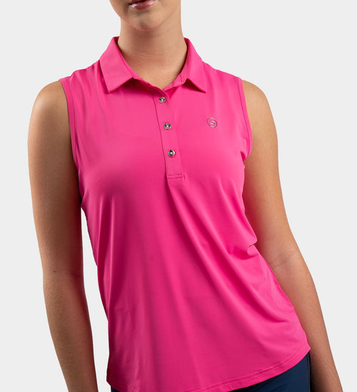 LADIES ELITE SLEEVELESS POLO - PINK
