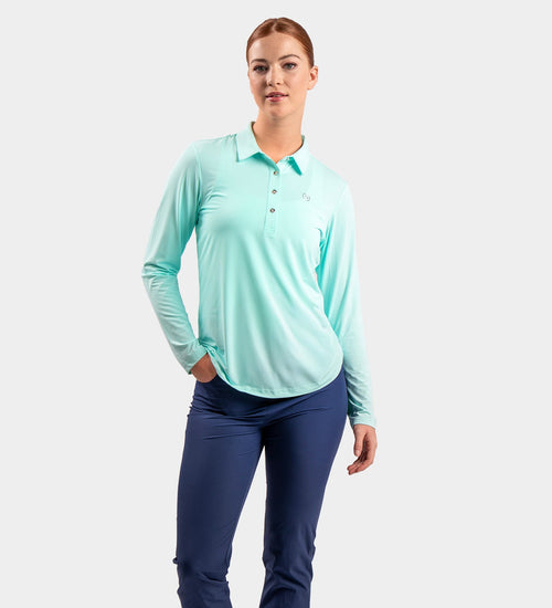 LADIES ELITE LONG SLEEVE POLO - MINT