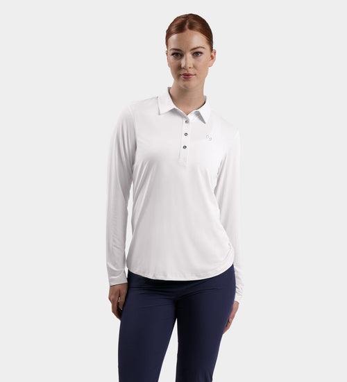 LADIES ELITE LONG SLEEVE POLO - WHITE