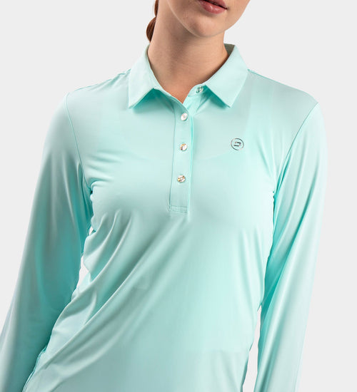LADIES ELITE LONG SLEEVE POLO - MINT