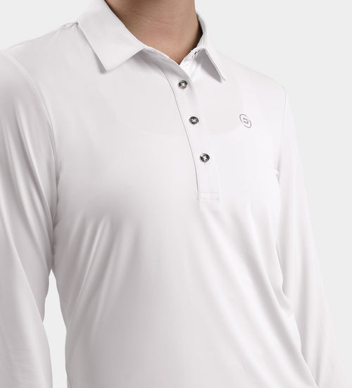 LADIES ELITE LONG SLEEVE POLO - WHITE