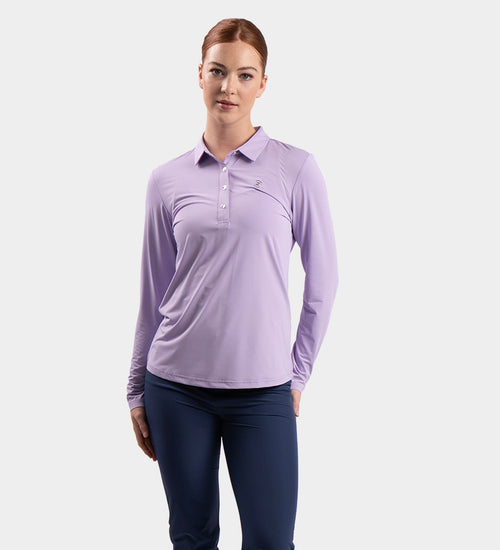 LADIES ELITE LONG SLEEVE POLO - LAVENDAR