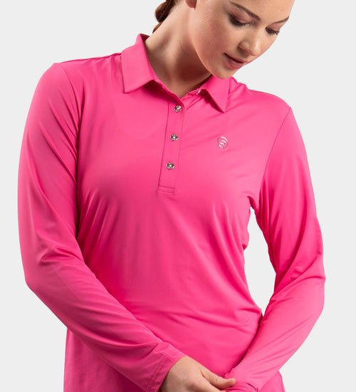 LADIES ELITE LONG SLEEVE POLO - PINK