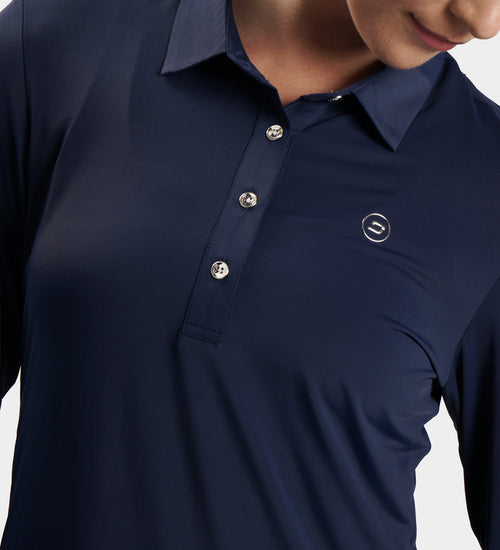 LADIES ELITE LONG SLEEVE POLO - NAVY