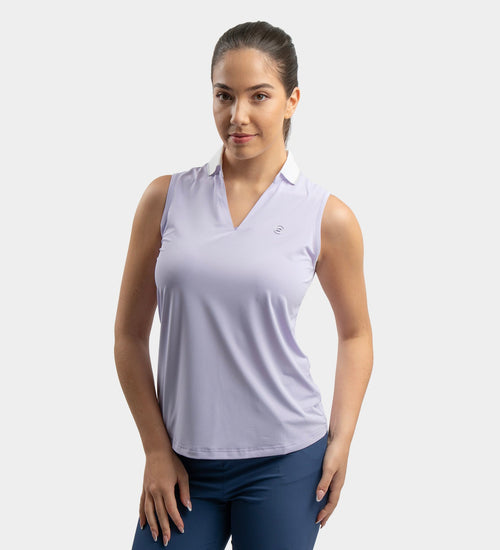LADIES CLASSIC V NECK POLO - LAVENDER