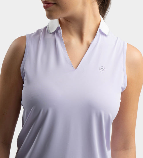 LADIES CLASSIC V NECK POLO - LAVENDER