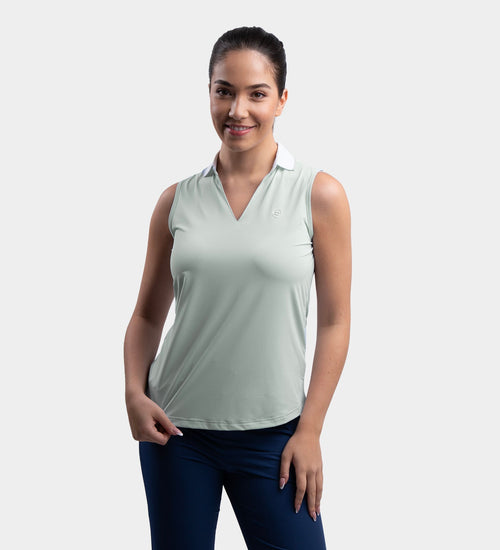 LADIES CLASSIC V NECK POLO - MINT