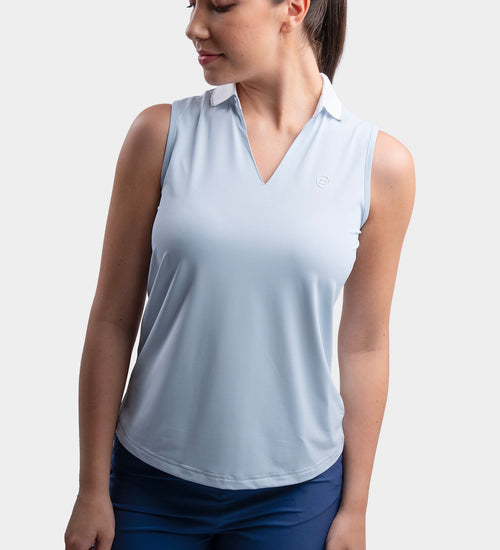 LADIES CLASSIC V NECK POLO - BLUE