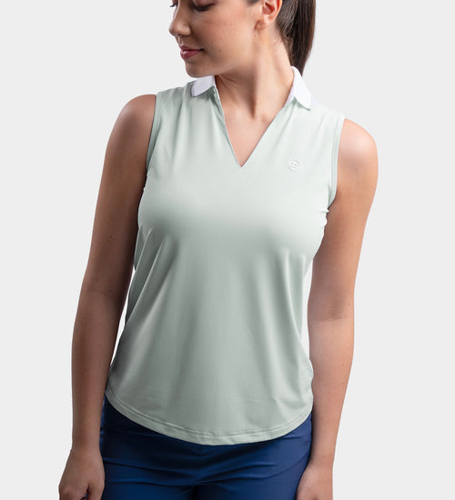 LADIES CLASSIC V NECK POLO - MINT