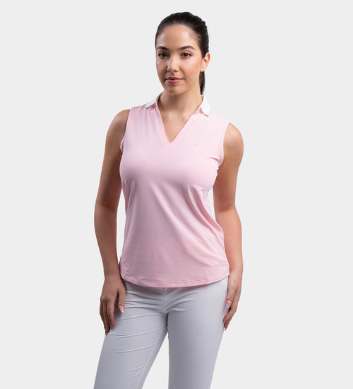 LADIES CLASSIC V NECK POLO - BLUSH