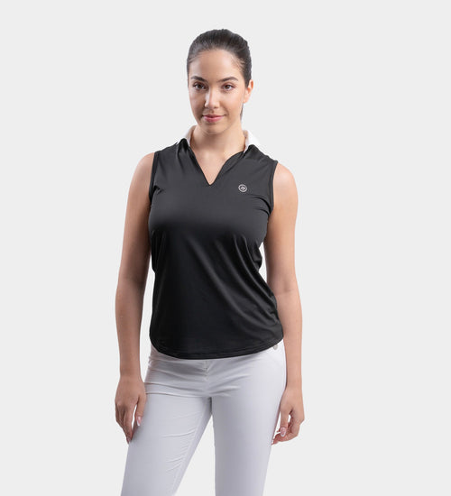 LADIES CLASSIC V NECK POLO - BLACK