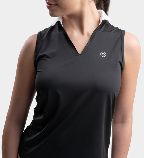 LADIES CLASSIC V NECK POLO - BLACK