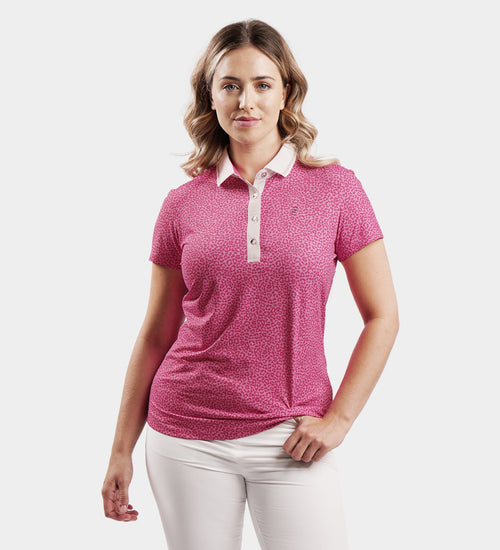 LADIES LEOPARD POLO - PINK