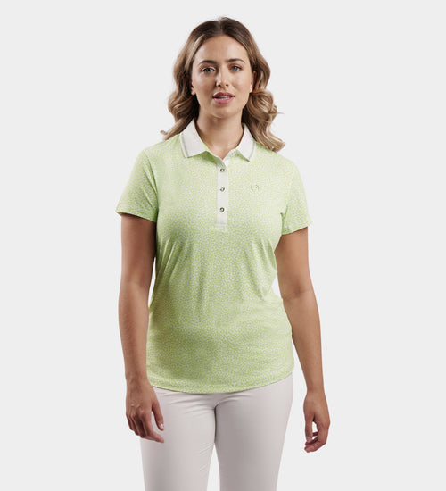 LADIES LEOPARD POLO - LIME
