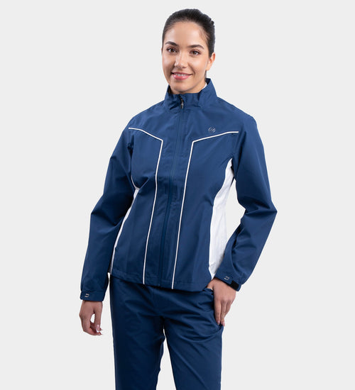 LADIES ESCAPADE RAIN JACKET - NAVY/WHITE