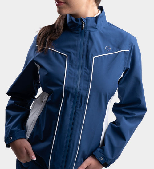 LADIES ESCAPADE RAIN JACKET - NAVY/WHITE