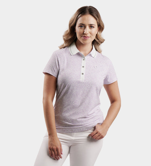 LADIES LEOPARD POLO - PURPLE
