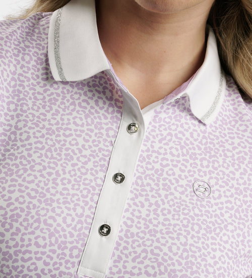 LADIES LEOPARD POLO - PURPLE
