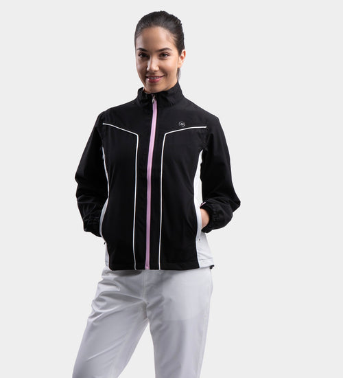LADIES ESCAPADE RAIN JACKET - BLACK/WHITE