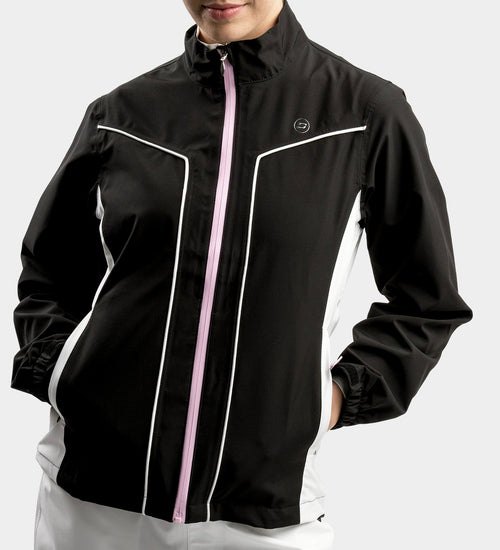 LADIES ESCAPADE RAIN JACKET - BLACK/WHITE