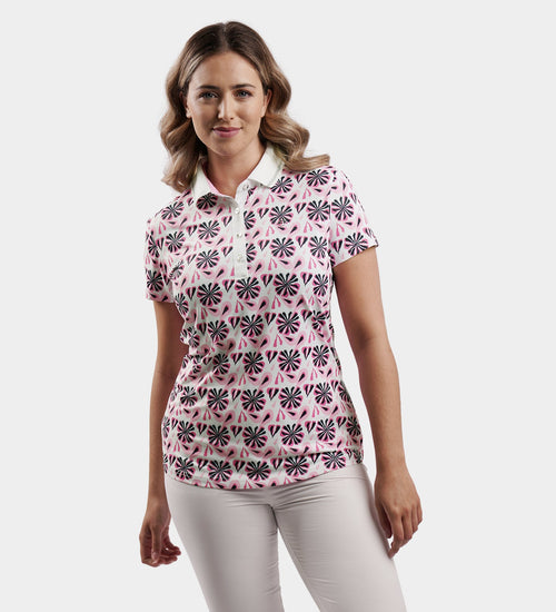 LADIES FLORAL POLO - BLUSH