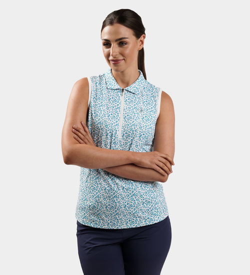 LADIES HEART SLEEVELESS POLO - TEAL