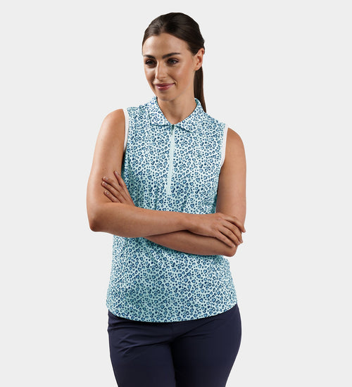 LADIES HEART SLEEVELESS POLO - BLUE