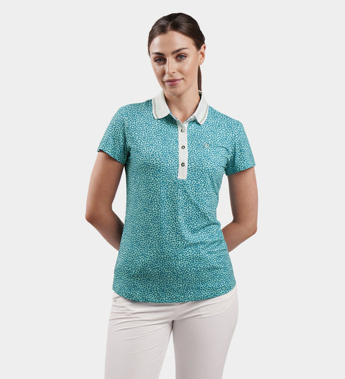 LADIES LEOPARD POLO - TEAL