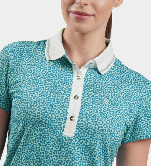 LADIES LEOPARD POLO - TEAL