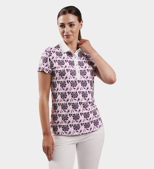 LADIES FLORAL POLO - PURPLE