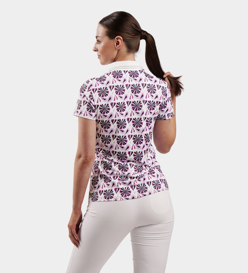 LADIES FLORAL POLO - PURPLE