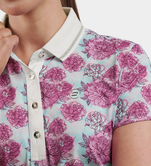 LADIES ROSES POLO - TEAL