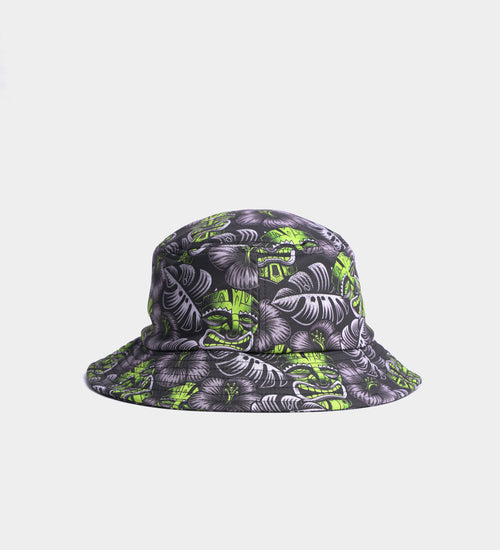 TIKI BUCKET HAT - BLACK / LIME