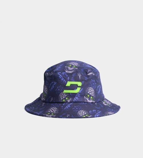 PINEAPPLE SKULLZ BUCKET HAT - NAVY / LIME