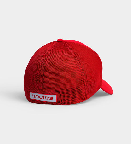 DRUIDS FITTED TRUCKER CAP - RED
