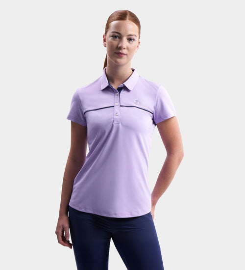 LADIES BLOCK PIQUE POLO - LAVENDER