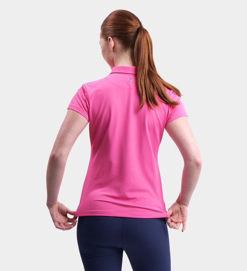LADIES BLOCK PIQUE POLO - PINK