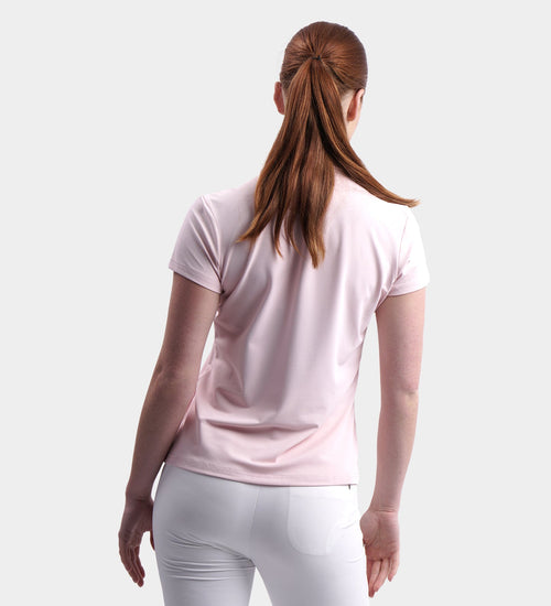 LADIES BLOCK PIQUE POLO - BLUSH