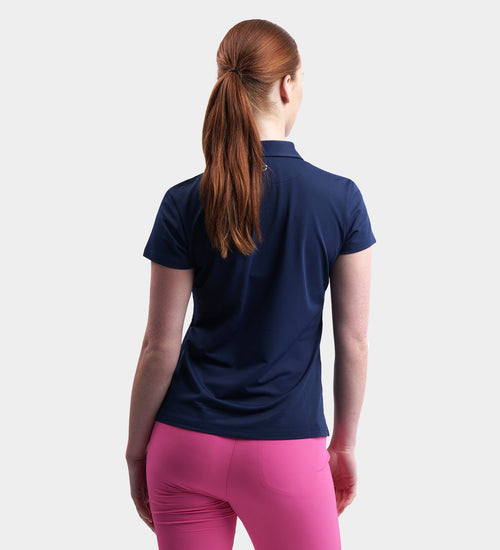 LADIES BLOCK PIQUE POLO - NAVY