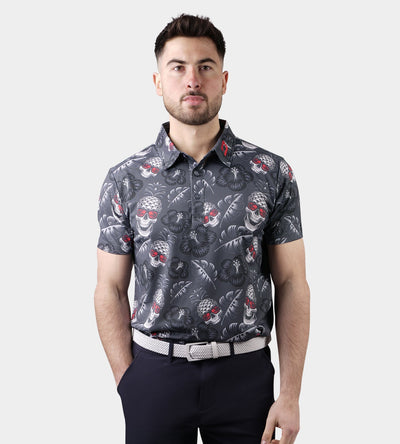 PINEAPPLE SKULLZ 2.0 POLO - CHARCOAL / RED