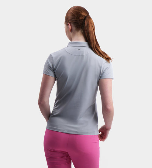 LADIES BLOCK PIQUE POLO - GREY