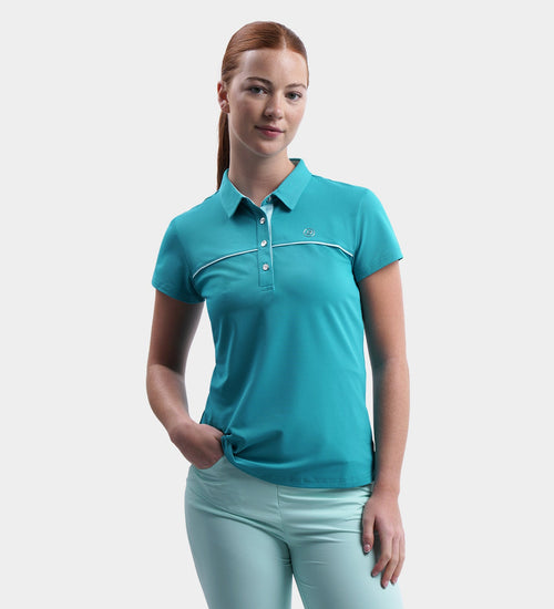 LADIES BLOCK PIQUE POLO - TEAL