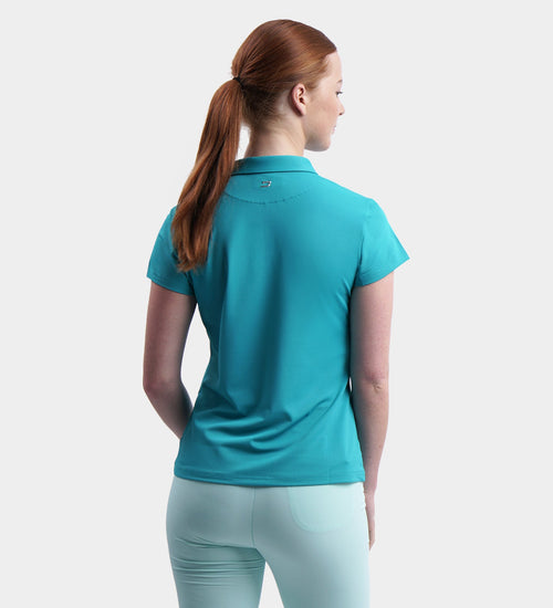 LADIES BLOCK PIQUE POLO - TEAL