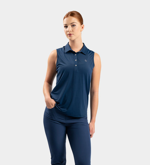 LADIES ELITE SLEEVELESS POLO - NAVY