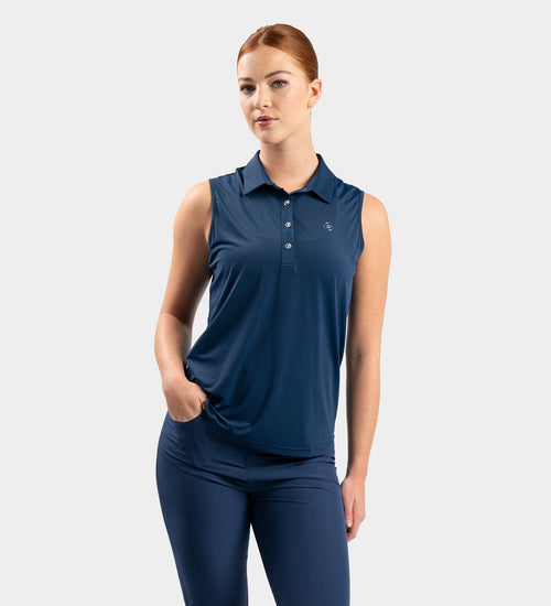 LADIES ELITE SLEEVELESS POLO - NAVY