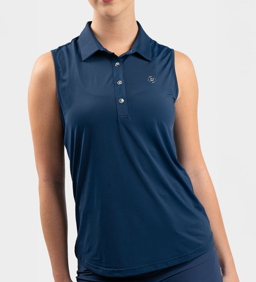 LADIES ELITE SLEEVELESS POLO - NAVY
