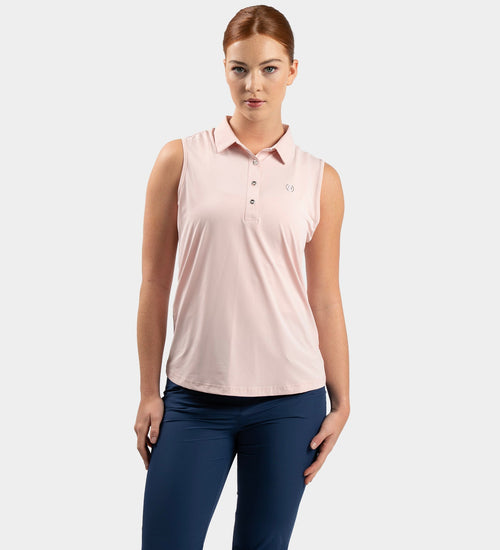 LADIES ELITE SLEEVELESS POLO - BLUSH